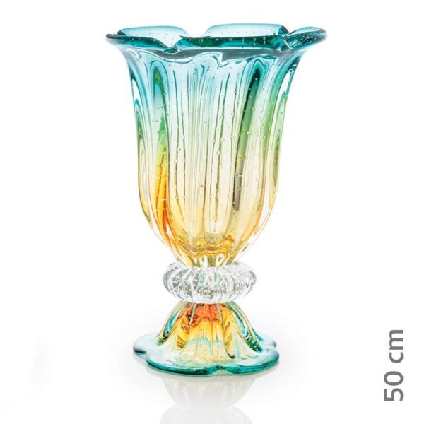 Vaso Em Cristal Murano Esmeralda Assinado São Marcos - 2