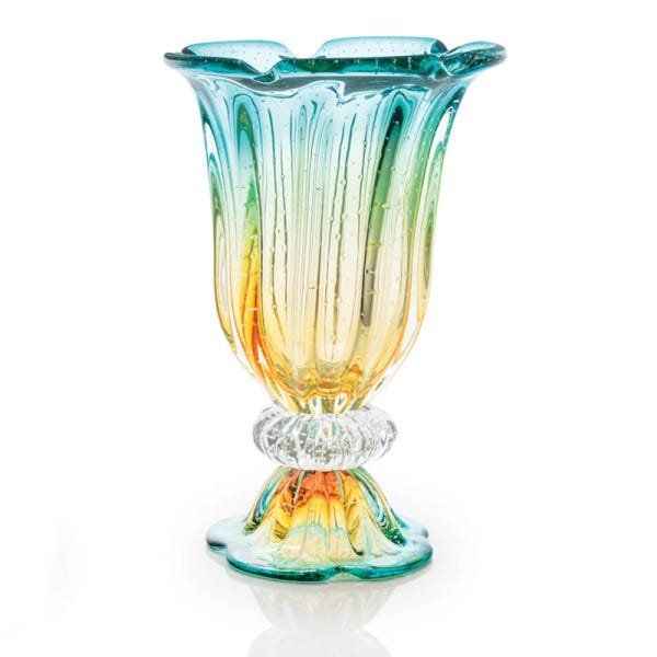 Vaso Em Cristal Murano Esmeralda Assinado São Marcos - 1