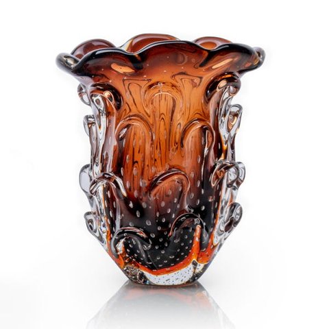 Vaso Em Cristal Murano Marron São Marcos