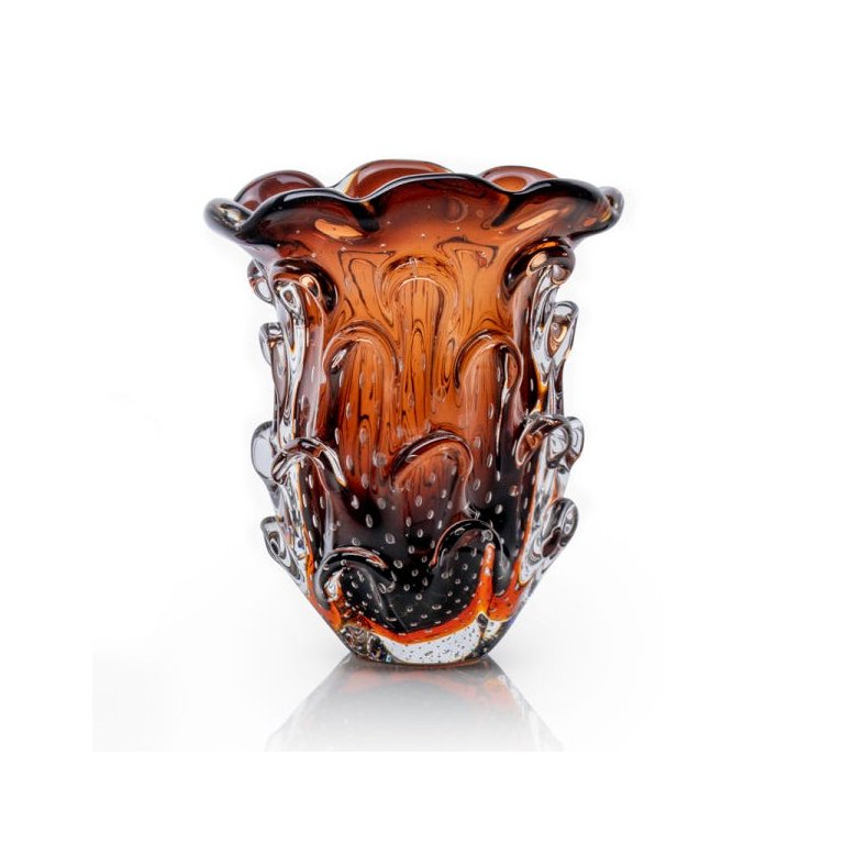 Vaso Em Cristal Murano Marron São Marcos