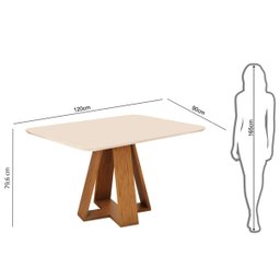 Conjunto de Sala de Jantar 4 Cadeiras Tampo Curvo 120x90 Dj Móveis Kiara Freijó Yasmin Kraft - 6