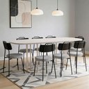 Ver imagem 1 de Mesa Retangular Alina 200cm Off White Champanhe com 8 Cadeiras Barcelona N01 Couríssimo Preto Linho