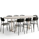 Ver imagem 2 de Mesa Retangular Alina 200cm Off White Champanhe com 8 Cadeiras Barcelona N01 Couríssimo Preto Linho