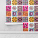 Ver imagem 3 de Azulejo Para Cozinha Com Laminação Mandala Azul Amarelo Rosa