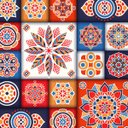 Ver imagem 2 de Azulejo Indiano Para Cozinha Com Laminação Mosaico Azul Branco Laranja Namastê