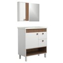 Ver imagem 1 de Conjunto Gabinete de Banheiro Istambul 1 Porta 1 Prateleira MDF - MDP 15mm 80cm Branco com Jequitib