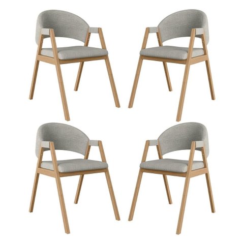 Kit 4 Cadeiras para Mesa de Jantar Moderna Linho - Balaqui Cor:cinza Claro