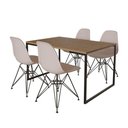 Ver imagem 6 de Mesa Industrial Base Ferro Preto Tampo 137X90 Amêndoa 4 Cadeiras Ferro Preto Assento Branco Marrom