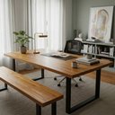 Ver imagem 6 de Mesa de Jantar Industrial Madeira Teca Pés Metalon Preto 6 Lugares 180x90cm