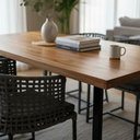 Ver imagem 4 de Mesa de Jantar Industrial Madeira Teca Pés Metalon Preto 6 Lugares 180x90cm