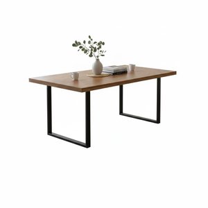 Mesa de Jantar Industrial Madeira Teca Pés Metalon 180x90cm:preto/teca