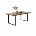 Ver imagem 1 de Mesa de Jantar Industrial Madeira Teca Pés Metalon Preto 6 Lugares 180x90cm