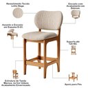 Ver imagem 5 de Kit 03 Banquetas Baixa Bar Cozinha e Sala de Jantar Fixa Betta L02 Imbuia Linho Bege - Lyam Decor