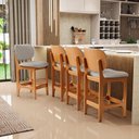 Ver imagem 2 de Kit 03 Banquetas Baixa Bar Cozinha E Sala De Jantar Fixa Betta L02 Imbuia Linho Bege - Lyam Decor