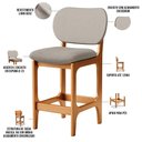 Ver imagem 4 de Kit 03 Banquetas Baixa Bar Cozinha E Sala De Jantar Fixa Betta L02 Imbuia Linho Bege - Lyam Decor