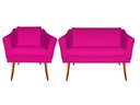 Ver imagem 1 de Kit Namoradeira + 1 Poltrona Decorativa Agatha Couro Rosa Pink Pés Madeira Ms Decor