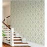 Papel De Parede Adesivo Arabesco Verde Cinza Para Sala Com Laminação - 5