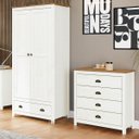 Ver imagem 1 de Conjunto Quarto Guarda-roupa 2 Portas, Cômoda 4 Gavetas Branco/freijó Topázio Madeira Pinus - Finest