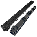 Ver imagem 2 de Ralo Linear Completo 8x100 Aço Preto Trilho Quintal Externo Cocho de Escoamento Multi Saídas ( 8cm X