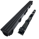 Ver imagem 1 de Ralo Linear Completo 8x100 Aço Preto Trilho Quintal Externo Cocho de Escoamento Multi Saídas ( 8cm X