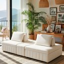 Ver imagem 1 de Sofá Ilha 2 Lugares 228cm Jasmim Bouclé Off White - Sallar Home