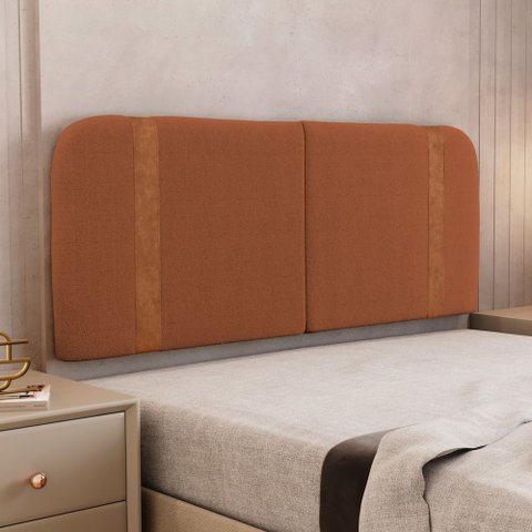 Cabeceira Painel Orgânico Cama Box King Size Flay 195cm Dobrável Bouclé Terracota - Desk Design