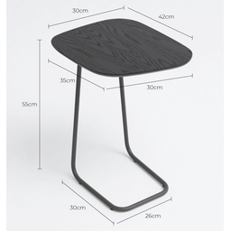Mesa de Apoio Organikka - Tampo Ebano - Base Aço Carbono - Altura 55cm - 5
