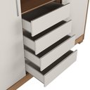Ver imagem 3 de Guarda-roupa Casal com Espelho 2 Portas de Correr 4 Gavetas Finley 184 Cm - Carvalho C/ Off White