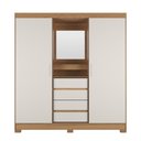 Ver imagem 6 de Guarda-roupa Casal com Espelho 2 Portas de Correr 4 Gavetas Finley 184 Cm - Carvalho C/ Off White