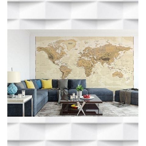 Papel de Parede Mapa Mundi Demográfico Para Escritório e Sala