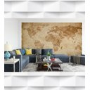 Ver imagem 1 de Papel de Parede Mapa Mundi Oceanos e Meridianos Para Escritório e Sala