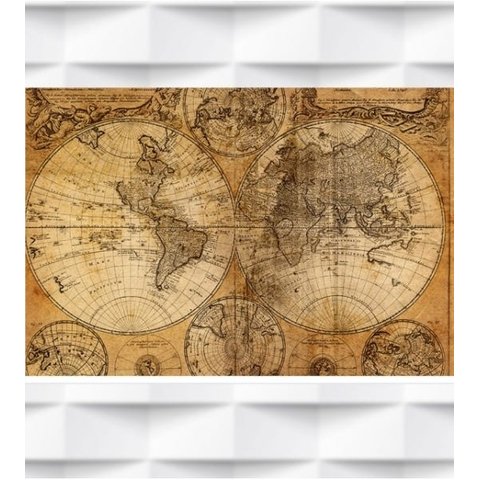 Papel de Parede Mapa Mundi Antigo Para Sala e Escritório