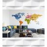 Papel de Parede Mapa Mundi Cores e Nomes Para Escritório e Sala - 1