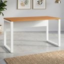 Ver imagem 5 de Mesa para Escritório Escrivaninha Industrial sem Gavetas MDF 140cm Freijó com Branco