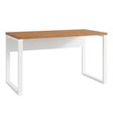 Ver imagem 3 de Mesa para Escritório Escrivaninha Industrial sem Gavetas MDF 140cm Freijó com Branco