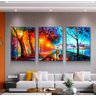 Quadro Abstrato Paisagem Caminho Cores luxo - Kit 3 telas - 150 x 100 cm - Chassi - 1