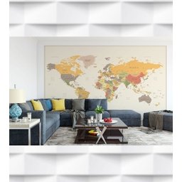 Papel de Parede Mapa Mundi Político Para Sala e Escritório - 2
