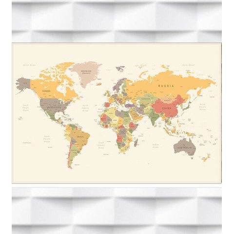 Papel de Parede Mapa Mundi Político Para Sala e Escritório