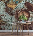 Ver imagem 1 de Papel de Parede Foto Mural Mapa e Instrumentos + Kit de Aplicação Completo