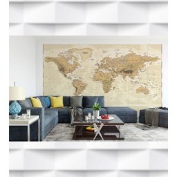 Papel de Parede Foto Mural Mapa Mundi Demográ¡fico + Kit de Aplicação Completo - 2