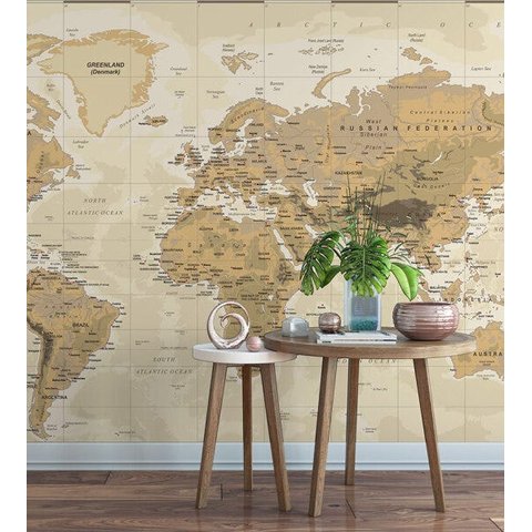 Papel de Parede Foto Mural Mapa Mundi Demográ¡fico + Kit de Aplicação Completo