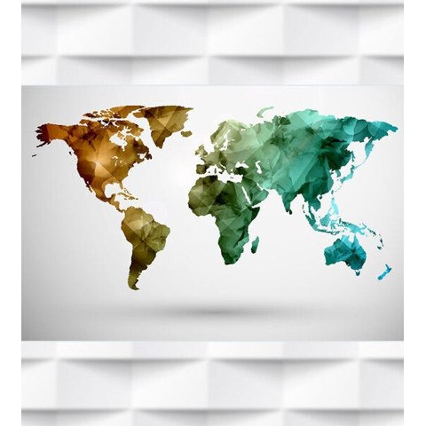 Papel de Parede Mapa Mundi Cores Para Sala e Escritório