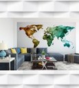 Ver imagem 2 de Papel de Parede Mapa Mundi Cores Para Sala e Escritório