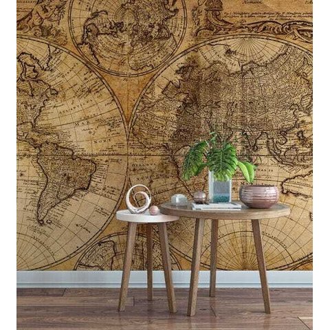Papel de Parede Foto Mural Mapa Mundi Antigo + Kit de Aplicação Completo