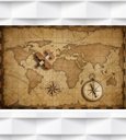 Ver imagem 2 de Papel de Parede Mapa Mundi Rosa dos Ventos Para Escritório e Sala