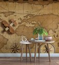 Ver imagem 3 de Papel de Parede Mapa Mundi Rosa dos Ventos Para Escritório e Sala