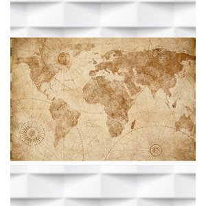 Papel de Parede Mapa Mundi Oceanos e Meridianos Para Sala e Escritório