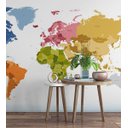 Ver imagem 3 de Papel de Parede Mapa Mundi Cores e Nomes Para Sala e Escritório