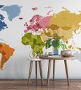 Ver imagem 3 de Papel de Parede Mapa Mundi Cores e Nomes Para Sala e Escritório