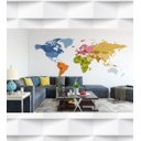 Ver imagem 2 de Papel de Parede Mapa Mundi Cores e Nomes Para Sala e Escritório